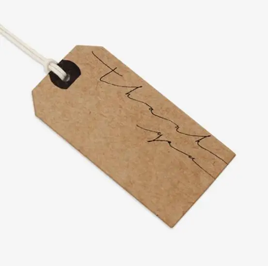 

100 Pcs Brown Handwriting Thank you Paper Mark Tags Hanging Label Wedding Favors Gift Box Tag Card DIY Party Gift Baking Bag Tag