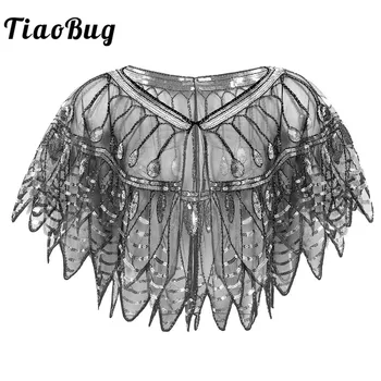 

Women's Retro 1920s Shawl Wraps Sequins Beaded Cape Shawl Bolero Evening Party Vintage Jacket Ladies Fashion Flapper Cover-ups