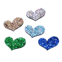 32*22 мм 5 шт Радуга любовь блестка в форме сердца не тканая нашивка, материалы для ручных поделок для создания проектов, 5Yc5177