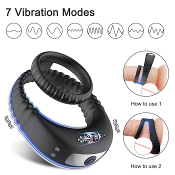 Couple Rings Vibrating Penis Cock Ring Sex Toys for Men Delay Ejaculation Cockring Sexy Goods Vibrator for Male Adults Gay 18 2