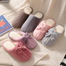 

Autumn Winter Cotton Slippers Cute Fluffy Indoor Cotton Home Indoor Shoes Fur Rabbit Home Warm Thick Bottom Cat Slippers Womens