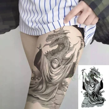 

Waterproof Temporary Tattoo Sticker Dragon Man with Scepter Tattoos Flash Tatoo Fake Tatto Body Art for Men Women