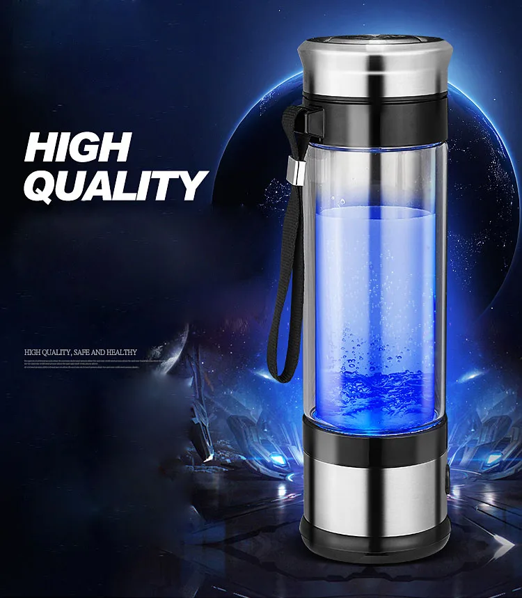 H2リッチ水素水ボトル用ポータブル水素発生器,電解システム,健康的なアンチエイジングカップ,350ml水フィルター AliExpress