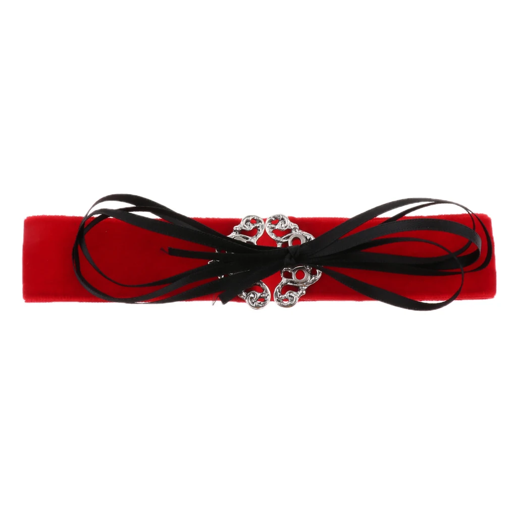 Wide Thick Punk Boho Summer Velvet Lace up Choker Necklaces Adjustable for Women Girls