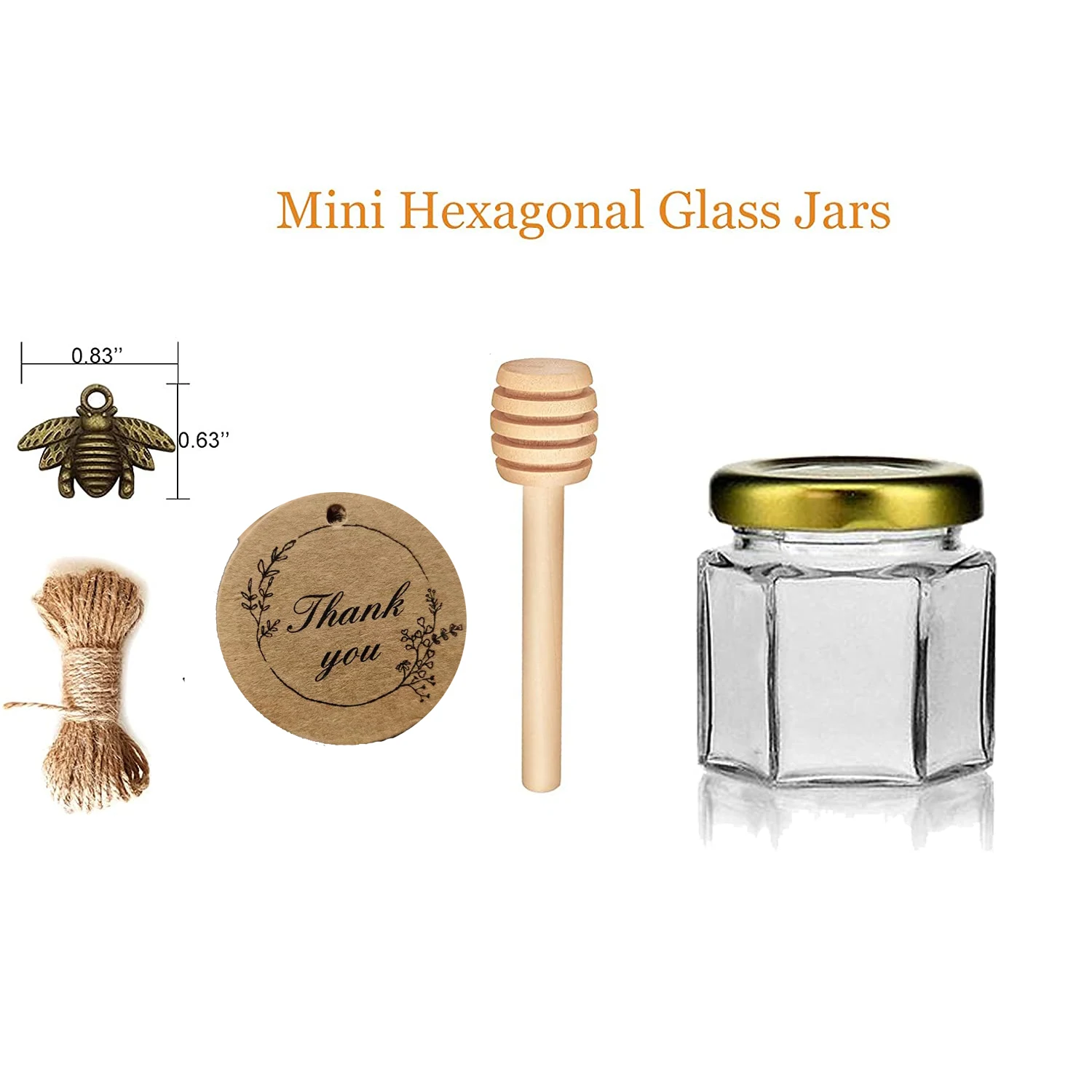 Sets of Small Honey Jars with Gold Lids