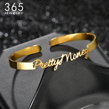 Пользовательские буквы имя Дата Браслет для женщин Персонализированные регулируемые открытые пользовательские таблички браслеты Вечерние