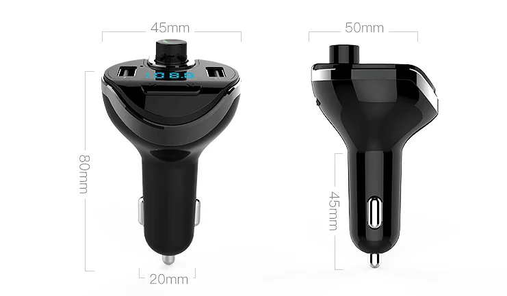 50 шт. Bluetooth автомобильный набор, свободные руки, без использования рук, fm передатчик Беспроводной автомобиля Mp3 музыкальный плеер Dual USB Зарядное устройство Bluetooth T20