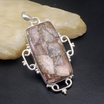 

Exotic Unique Natural Rhodochrosite Silver Color Charms Necklace Pendants VC72
