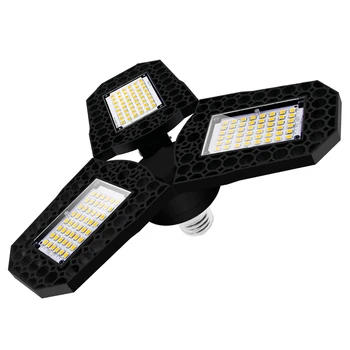 

144LED E27 3-Leaf Deformable LED Ceiling Light 85-265V Super Bright Folding Lamp for Home Warehouse Workshop Garage