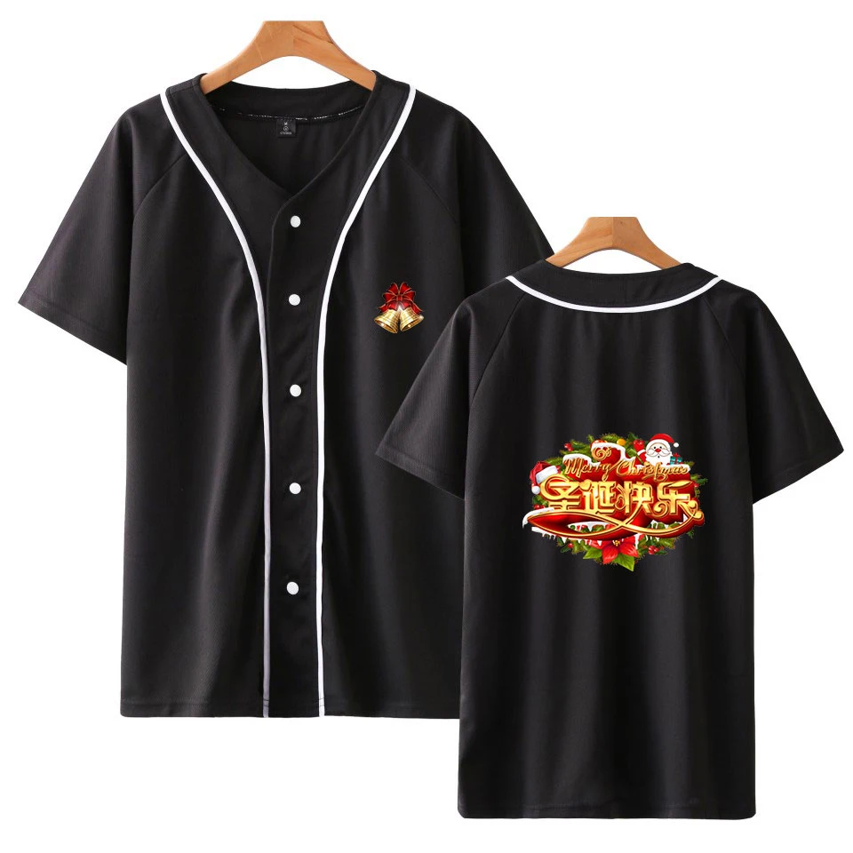 2019 New Brand Hot Sale Baseball Shirt Printing merry chirstmas Anime Short Sleeve Jacket Harajuku Unisex Shirts 4XLPlus Size
