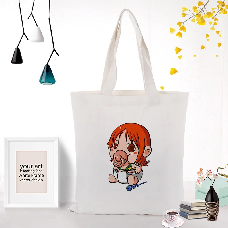 one piece Canvas Tote Bag Shopping Bag Custom Print Logo Text DIY Daily Use Eco Ecologicas Handbag Reusable Recycle