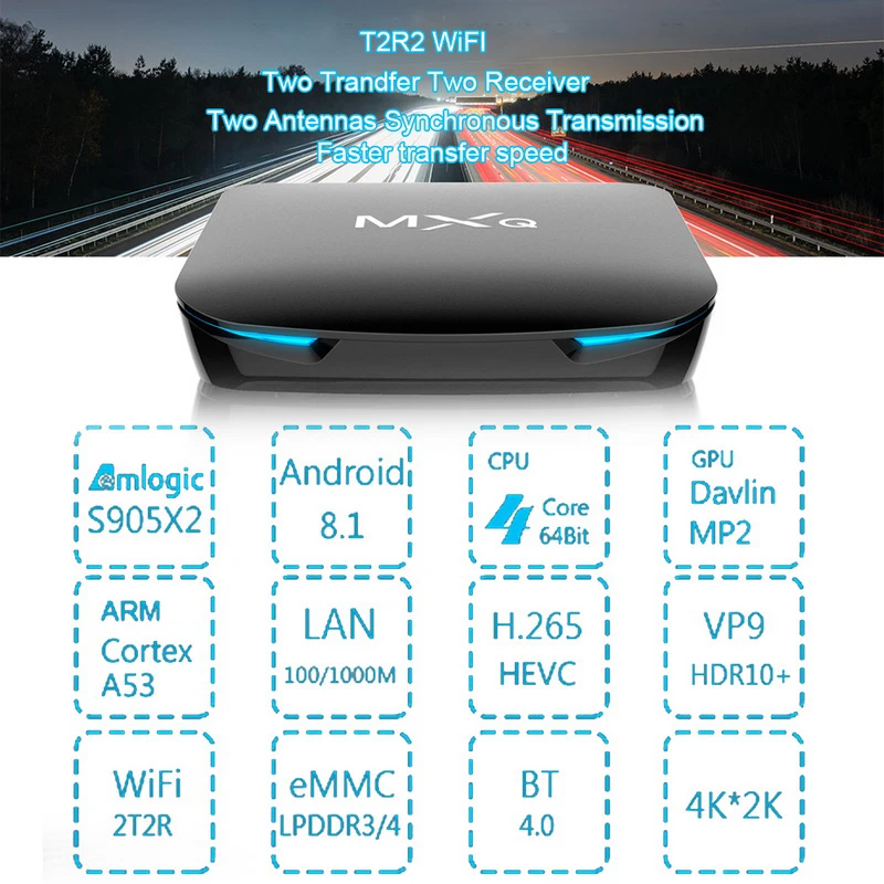 MXQ G12 Smart android Tv Box Android 8,1 4 ГБ 32 ГБ S905X2 LAN 100/1000 м Bluetooth 4,2 беспроводной 2T2R HDMI 2,1 KODI18.0 телеприставка