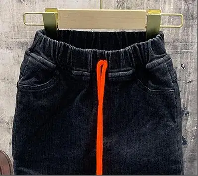 New Boys Jeans Kids Thicken Plus Velvet Denim Pants Winter Children Embroidery Warm Thermal Cotton-padded Trousers 2-6YEARS
