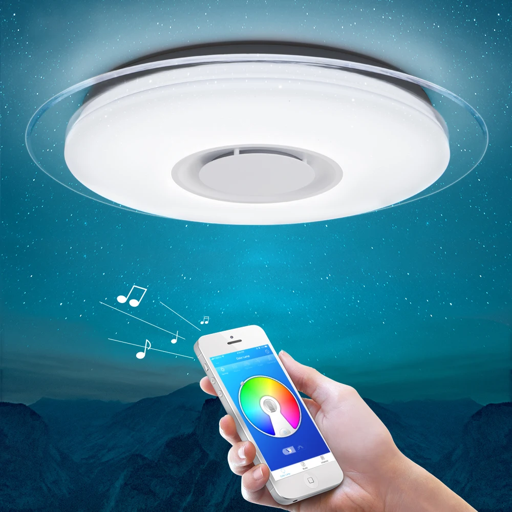 Cena Inteligentna dioda Led lampa sufitowa RGB możliwość przyciemniania 25W 36W 52W kontrola aplikacji Bluetooth i muzyka nowoczesna lampa sufitowa Led salon sypialnia 220v