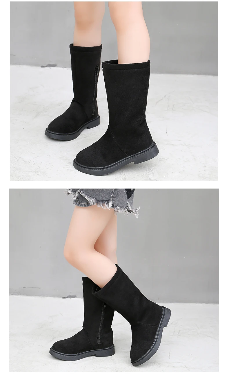 Shoes Girls Fashion Winter Boots for Girls Autumn Vintage Warm Flock Snow Yellow Boot Baby Girl Litter Big Kids Shoes