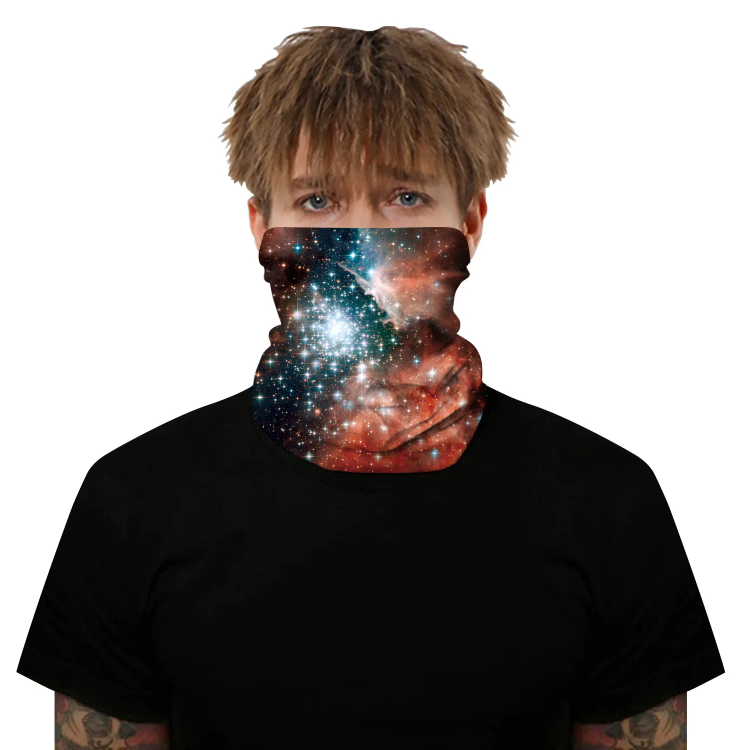 Hot style new star polyester digital print outdoor sunshade beanie sport bug scarf neck gaiter mask multi-function headband mens dress scarf