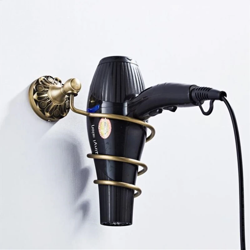 Solid Anti-Rust Brass Made Wall Mounted Hair Dryer Rack Holder Stand Rack Shelf For Bathroom Accessories Bathroom Products