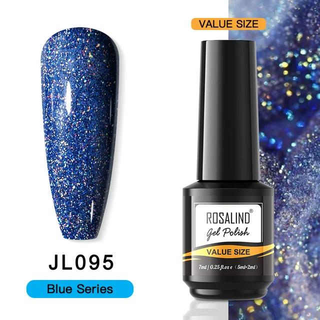 ROSALIND 7ml Gel Polish Semi Permanent Nails Gel Polish Soak Off UV LED Base Top Coat Vernis Nail Art Glitter Gel Varnish RAI-JL095