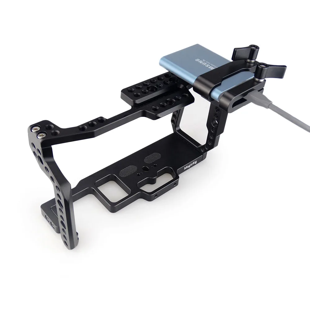 

MAGICRIG BMPCC 4K Camera Cage with T5 SSD Card Clamp for Blackmagic Pocket Cinema Camera BMPCC 4K to Mount Microphone Monitor