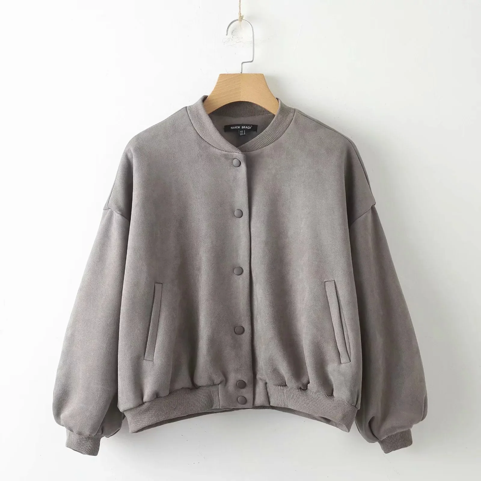 

Hot Selling 2018 Autumn New Style European And American Women's Suede Textured Loose-Fit Bomber Jacket Jacket