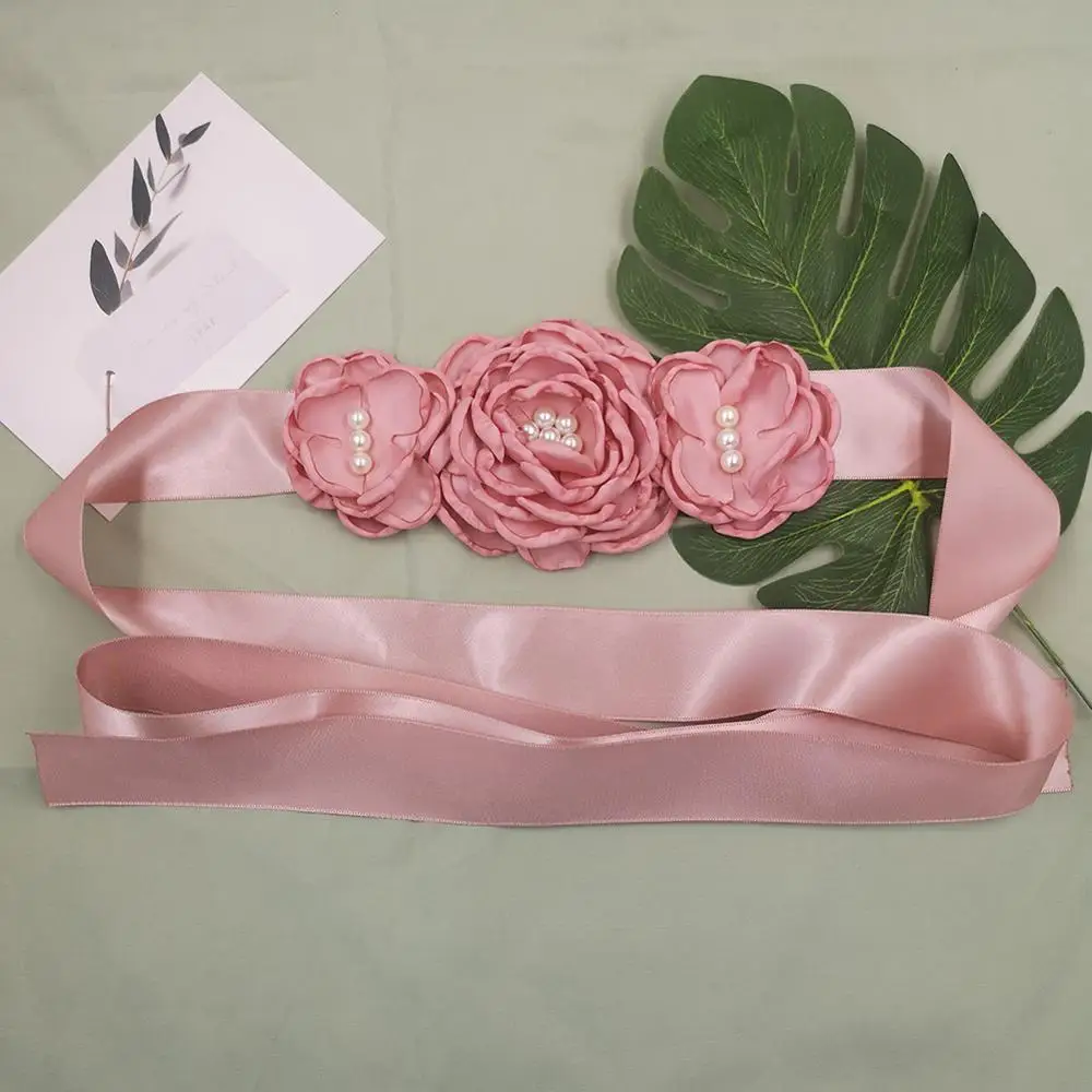 Flower Maternity Belt Women Ribbon Sash Elegant Flowergirl Bridal Waistband Photo Props Pregnancy Accessories Dress Sashes