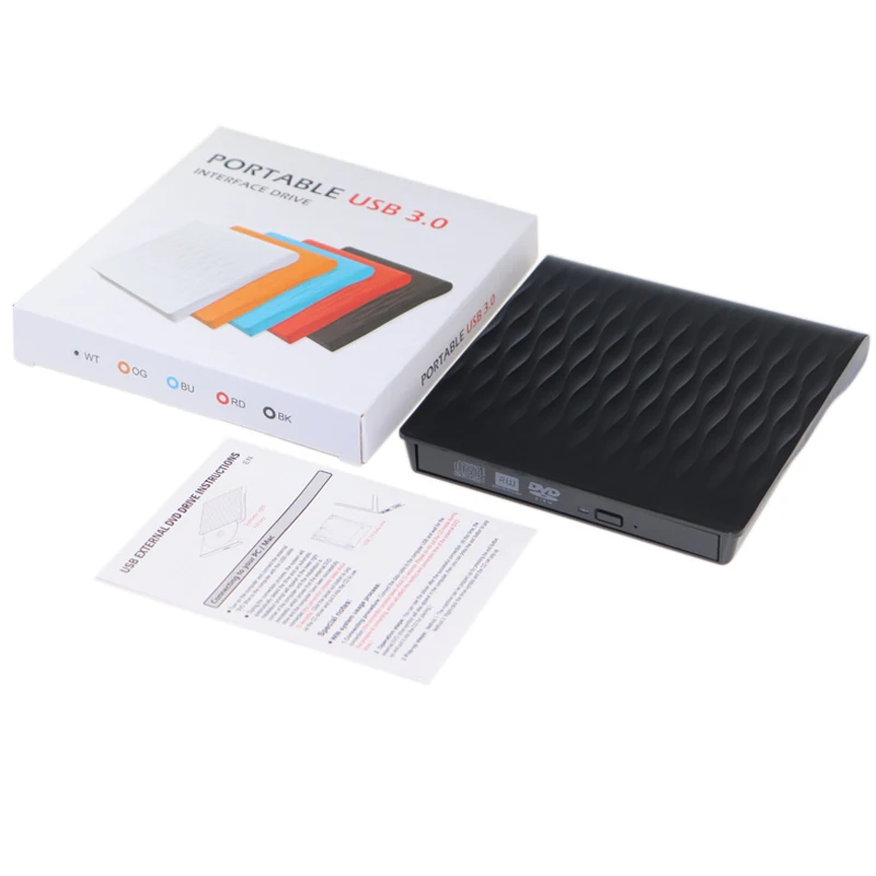 Черный Внешний CD DVD привод USB 3,0 тонкий портативный CD/DVD писатель/Rewriter/Burner USB оптические приводы плеер для портативных ПК Windows Mac OS - Цвет: Черный