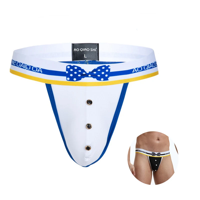 Male Underwear G String Thong Ice Silk Bow Tie