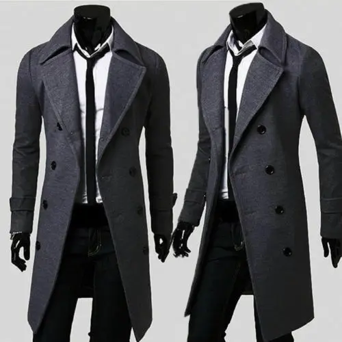 Men Formal Style Long Clothing Length Double Breasted Solid Pattern Type Conventional Cuff Style Turn-down Collar