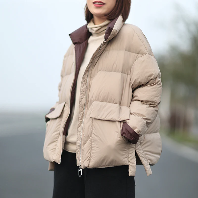 Fitaylor Winter Women White Duck Down Coat Stand
