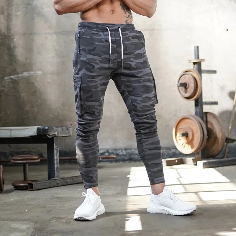 

Men's Sports Overalls Camouflage Slim Stretch Feet Multi-pocket Trousers Fitness Running Breathable Training Men's Bottoms