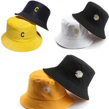 

Doitbest letters M Spring women Bucket fishing Hats Sunscreen sun cap Little daisies Double-sided wear Spring lady fisherman hat