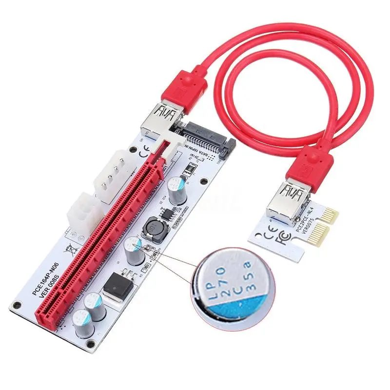 2 шт. USB 3,0 PCI-E Express 1x To 16x удлинитель Riser Card Adapter BTC 8 GPU Miner R17
