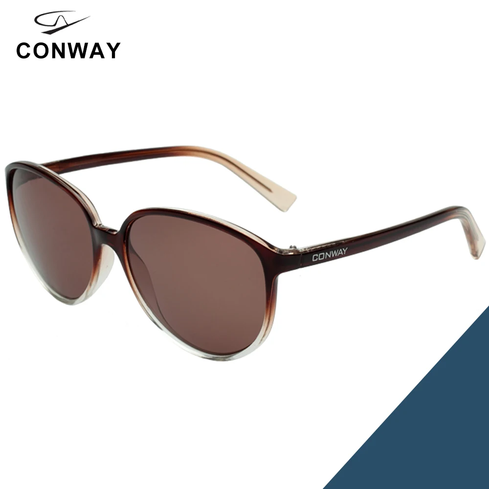 Conway, кошачий глаз, солнцезащитные очки для женщин, большая оправа, поляризационные, УФ-защита, модные женские солнцезащитные очки, градиентный чехол в комплекте - Цвет линз: Brown
