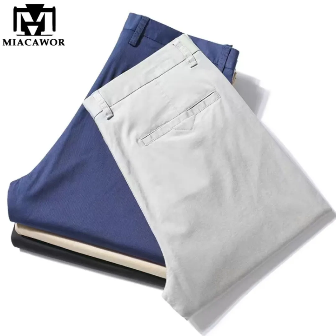

New Spring Summer Casual Pants Men 100% Cotton Business Stretch Men Chinos Trousers Black Pentalon Homme Men Clothing K155