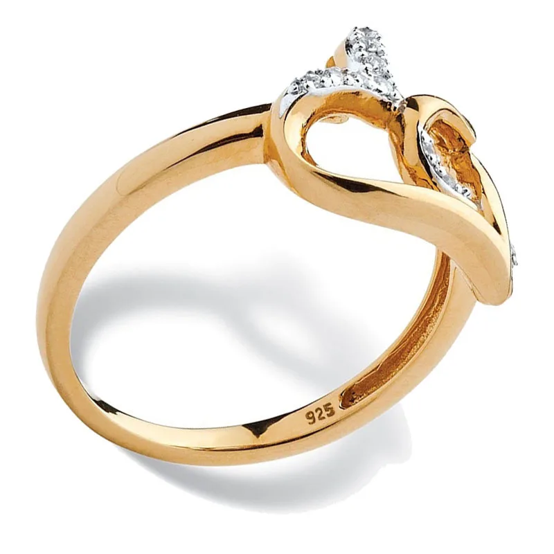 Fashion Delicate Double Heart Finger Ring For Women CZ Zirconia Crystal Hollow Out Wedding Party Ring Gifts Finger Ring