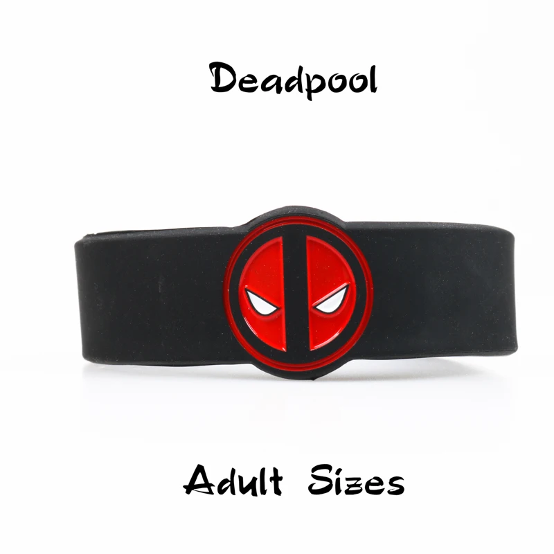 Deadpool Black Adult Дети Капитан Америка силиконовые браслеты Wonder Woman группа Дэдпул Лига Мстителей, Бэтмен популярный браслет подарок - Окраска металла: Deadpool Black Adult