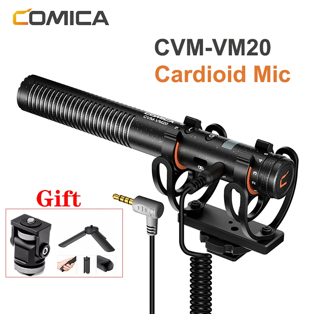 COMICA CVM-VM20 Microphone 3.5mm Super Cardioid Condenser Video Interview Mic For Smartphone DSLR Camera