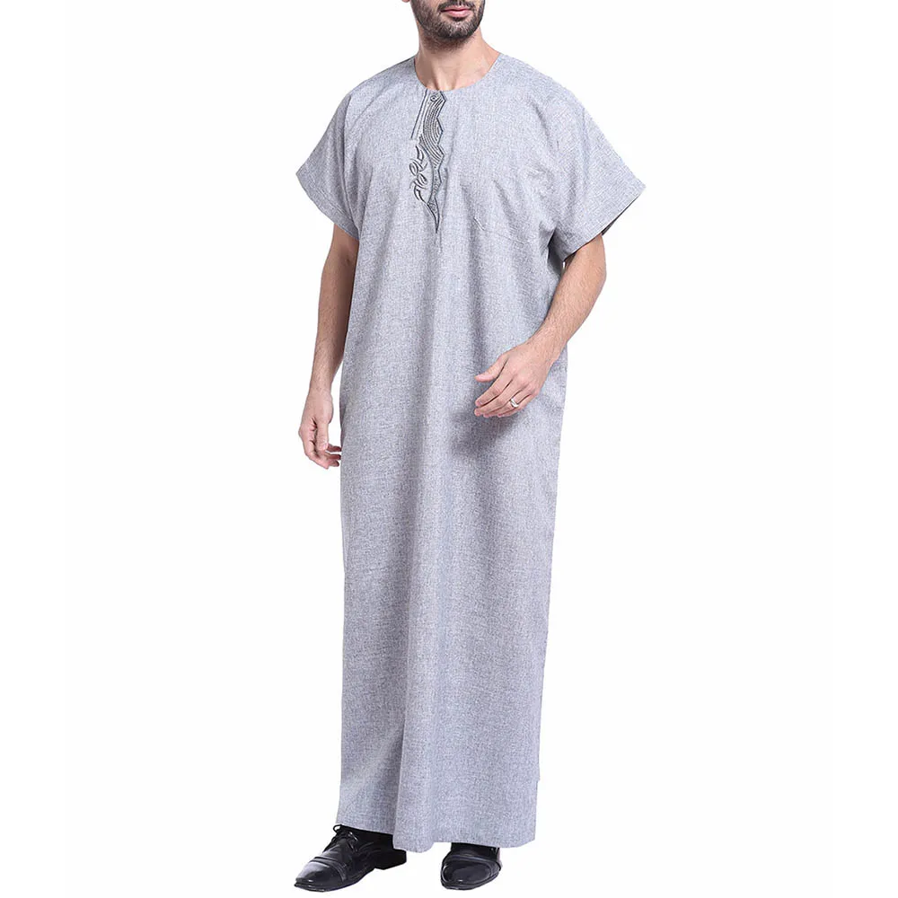 Plus Size Muslim Long Arabian Men's Shirt Solid White Ankle Length Loose Casual Robes Plus Size M-3XL Islamic Clothings