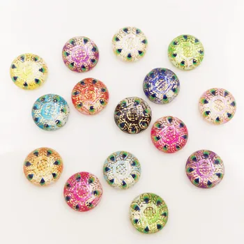 

New 50pcs Mix Resin 12mm Colorful Peacock Round Flatback Rhinestone Appliques DIY Wedding Scrapbook Craft SF921