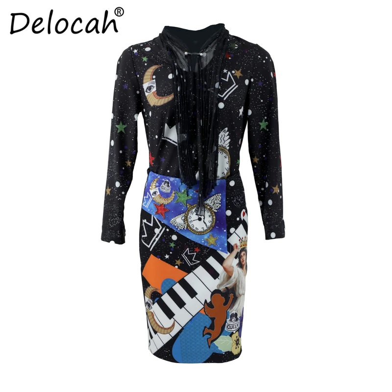Delocah/, Модные осенние винтажные комплекты для подиума, женские топы с длинными рукавами и мини-юбка с высокой талией, комплект из двух предметов для леди