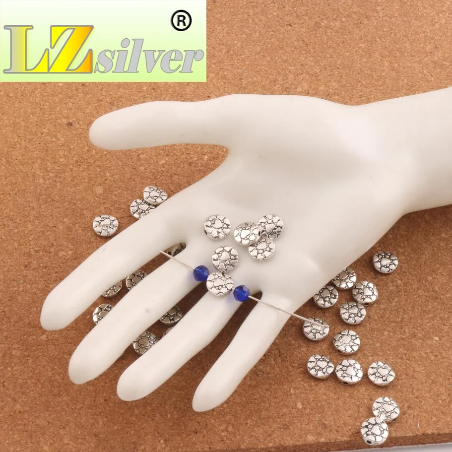 Heart Design Round Flat Beads 9.6x9.5mm 200PCS Zinc Alloy Metal Bead Spacers Jewelry Findings L577