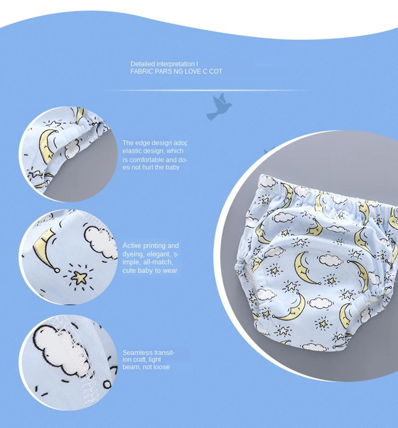 Baby Training Pants Cloth Diapers Washable 6 Layers Gauze Cover Breathable Spring Reusable Newborn Diaper 0-3Y Toddler Panties