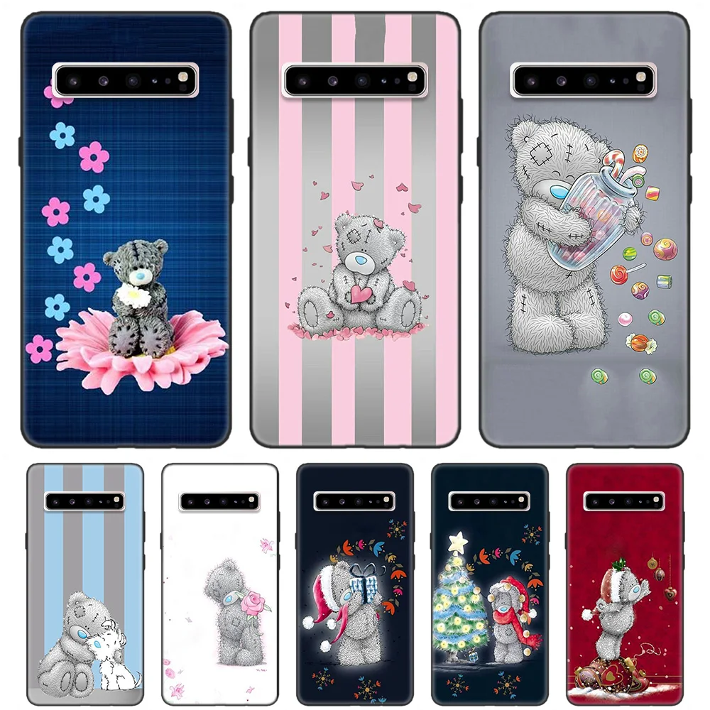 Черный мягкий силиконовый чехол-накладка для samsung Galaxy S7 S8 S9 S10 5G S10E J4 J6 J8 M20 Note 8 9 Edge Plus Cas потрёпанный плюшевый медвежонок