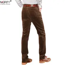 NIGRITY зимние толстые мужские брюки со средней талией свободные брюки эластичные вельветовые брюки длинные прямые деловые повседневные брюки 6 цветов