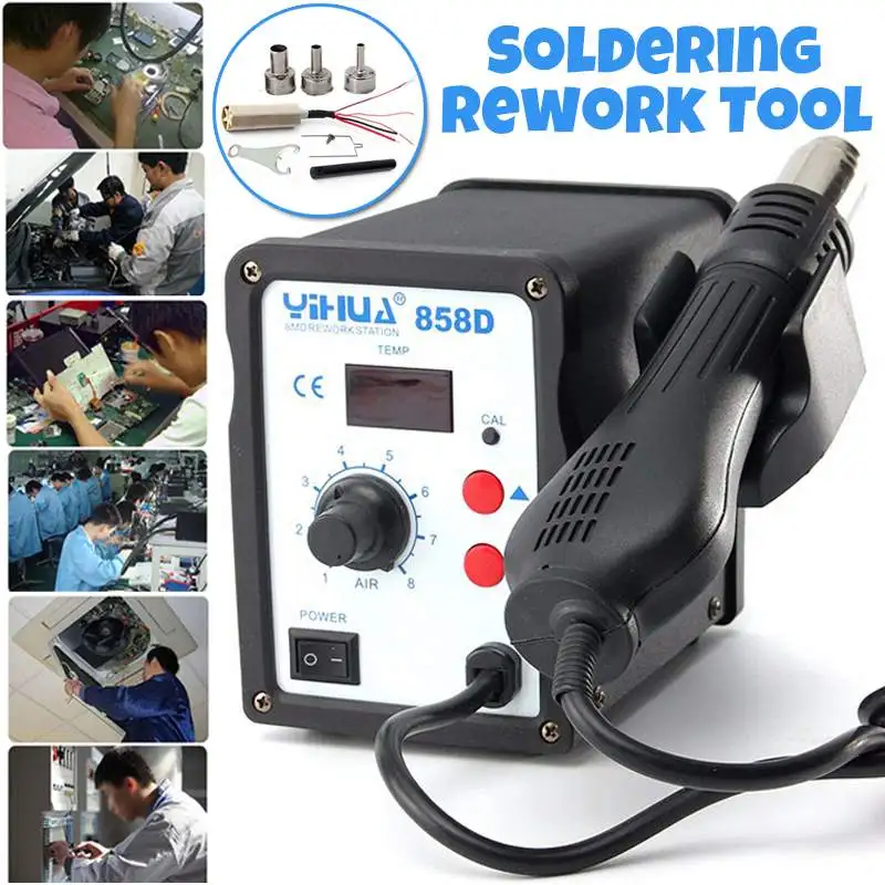 

220V Heat Guns 700W Computer Phone Rework Station Ultra-fast Heat with 3 Nozzle Attachments Powers Tool