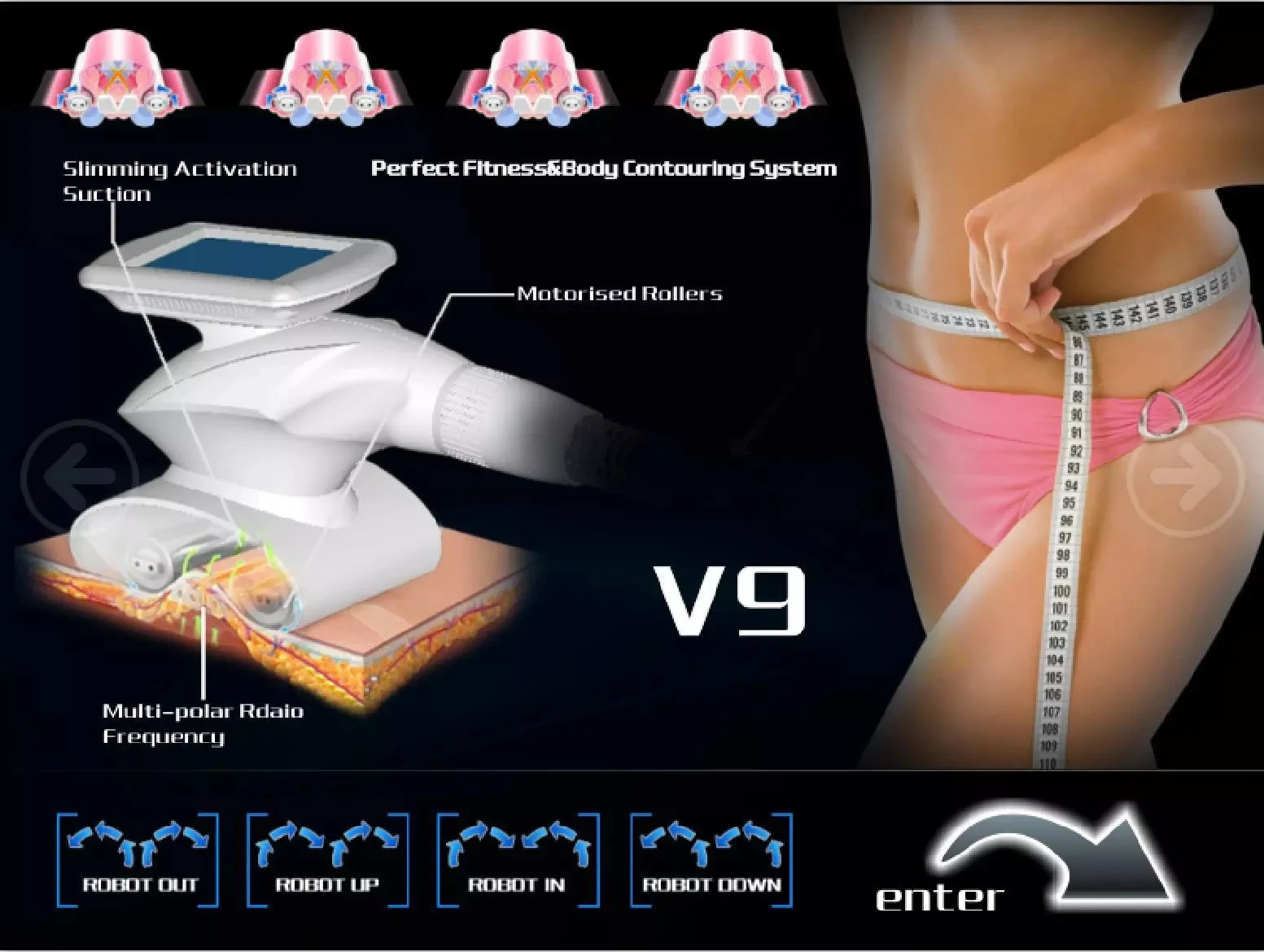Body Shape Machine EMS Intelligent V9 V10 Vela with Weight rf and Cavitation Handle Accessories Motor