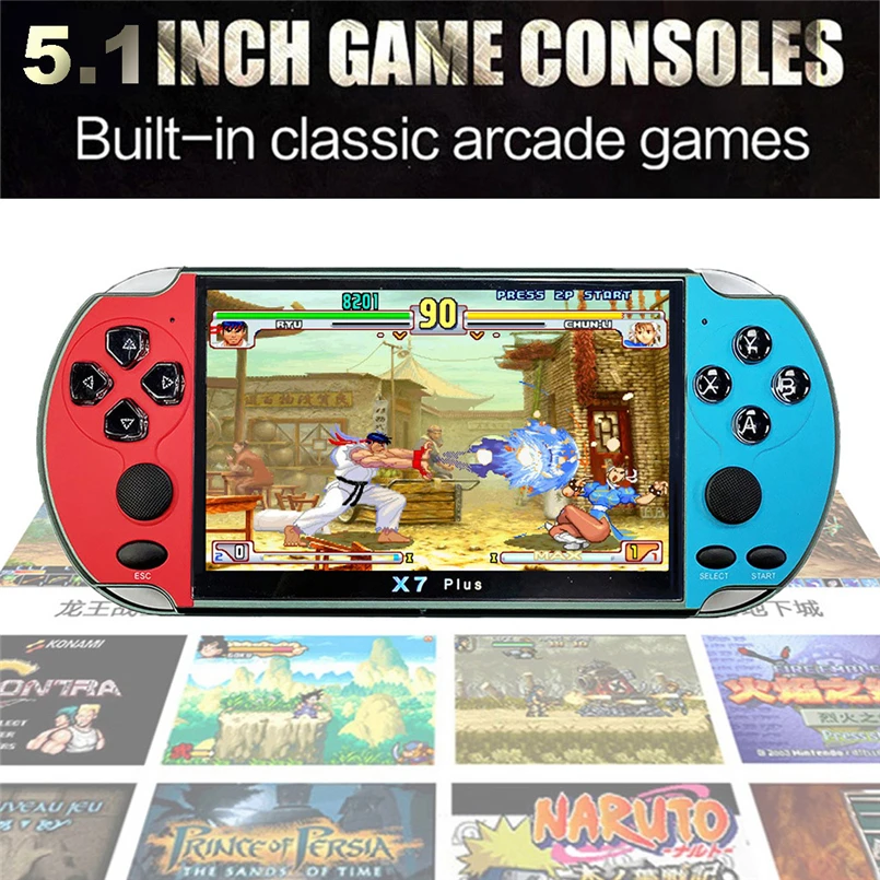 

Retro Classic Game Console Handheld Portable 1000 Built-in 5.1 Inch Full View TFT screen Games Support TF Card 32GB 50SEP03