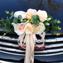 Flores artificiales para decoración de coche, cintas de seda para centros de mesa de boda, guirnalda para capó de coche, 2021