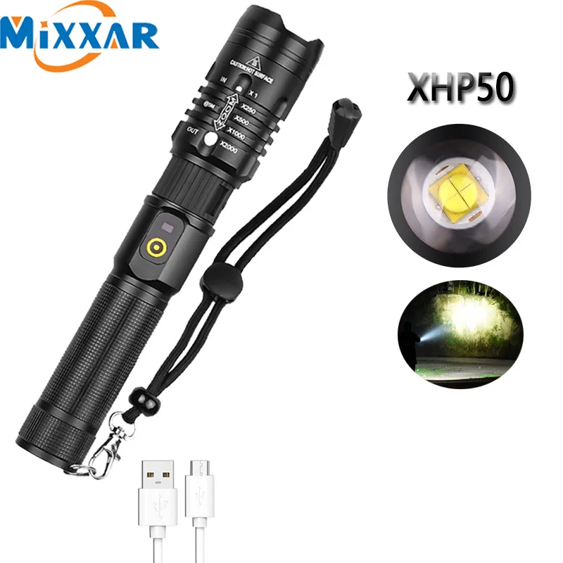 A XHP50 светодиодный вспышка светильник фонарь с приближением, супер яркий USB Перезаряжаемые фонарь 18650 батарея Кемпинг ручной светильник - Испускаемый цвет: A