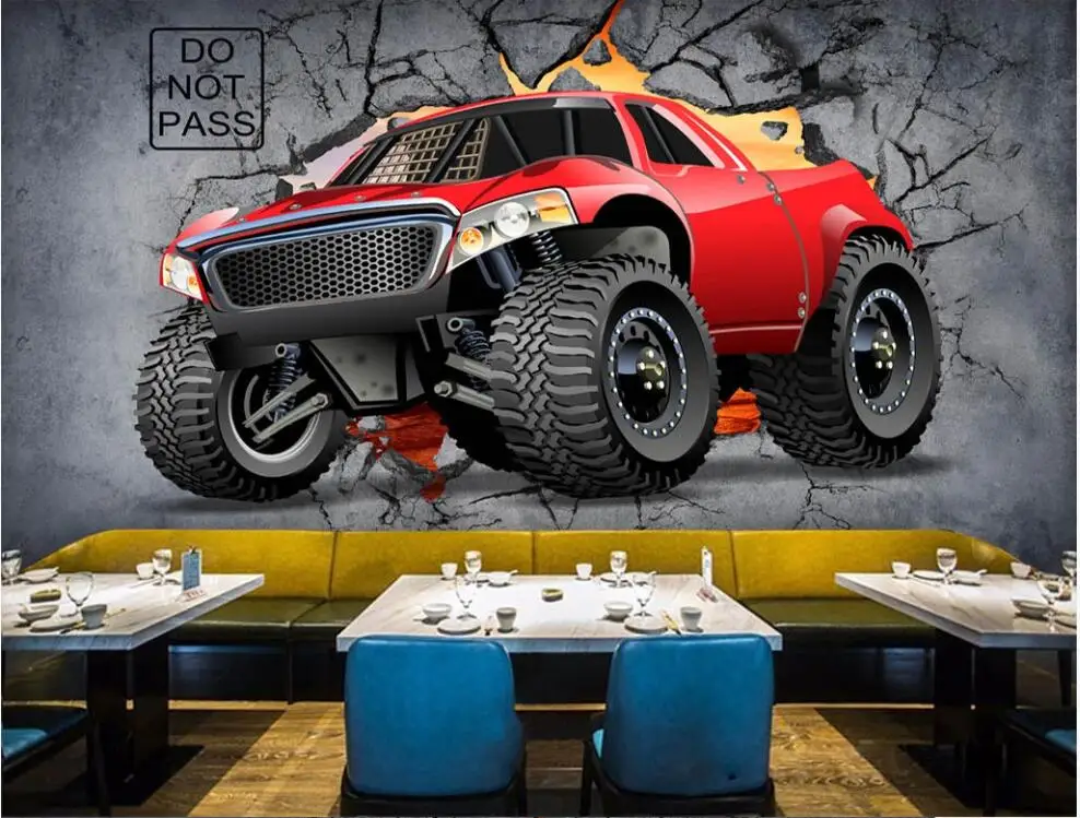 

Custom mural on the wall 3d wallpaper Industrial wind car breaking wall bar home decor photo wallpaper for living room